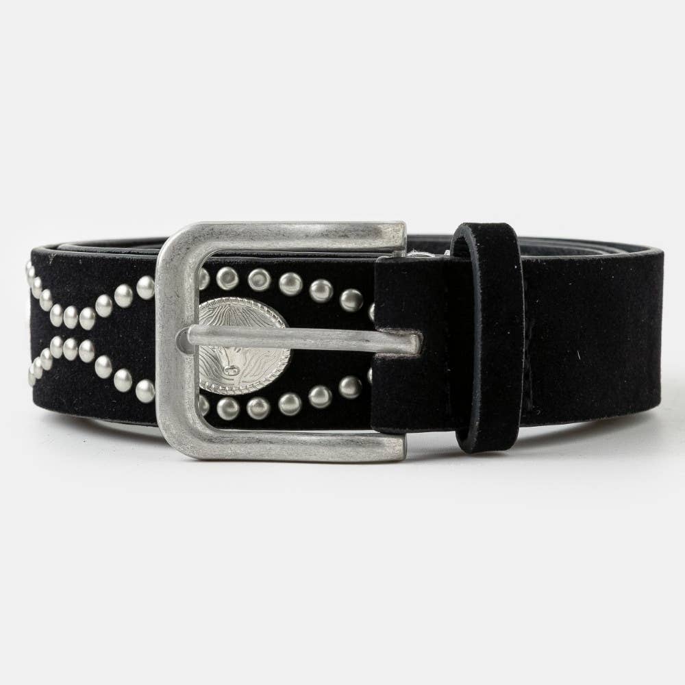 Western Studded Pattern Vegan Leather Belt