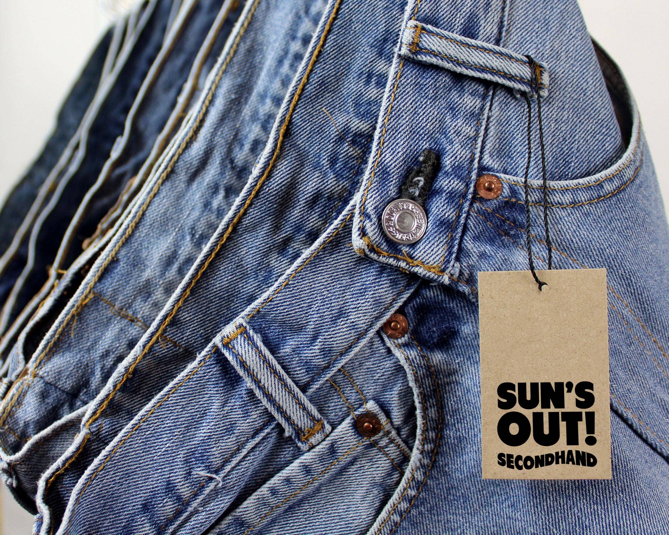 Low-Rise Upcycled Denim Shorts - Original