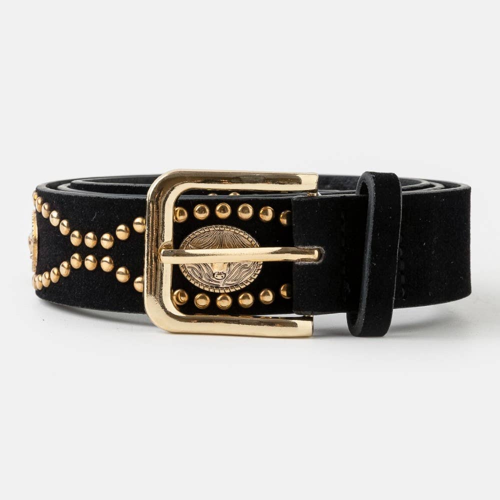 Western Studded Pattern Vegan Leather Belt