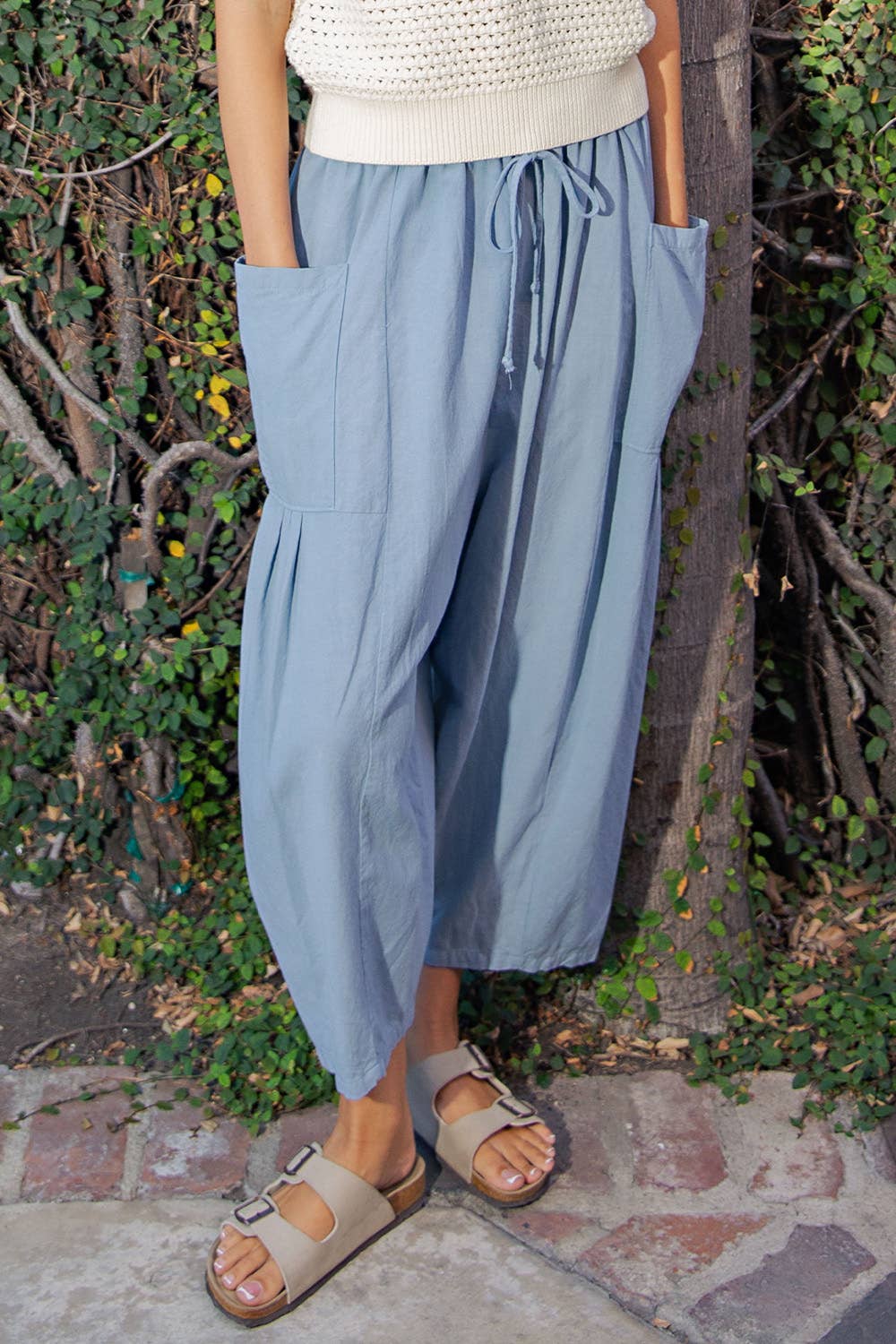 WIDE LEG PANTS: Spring Blue