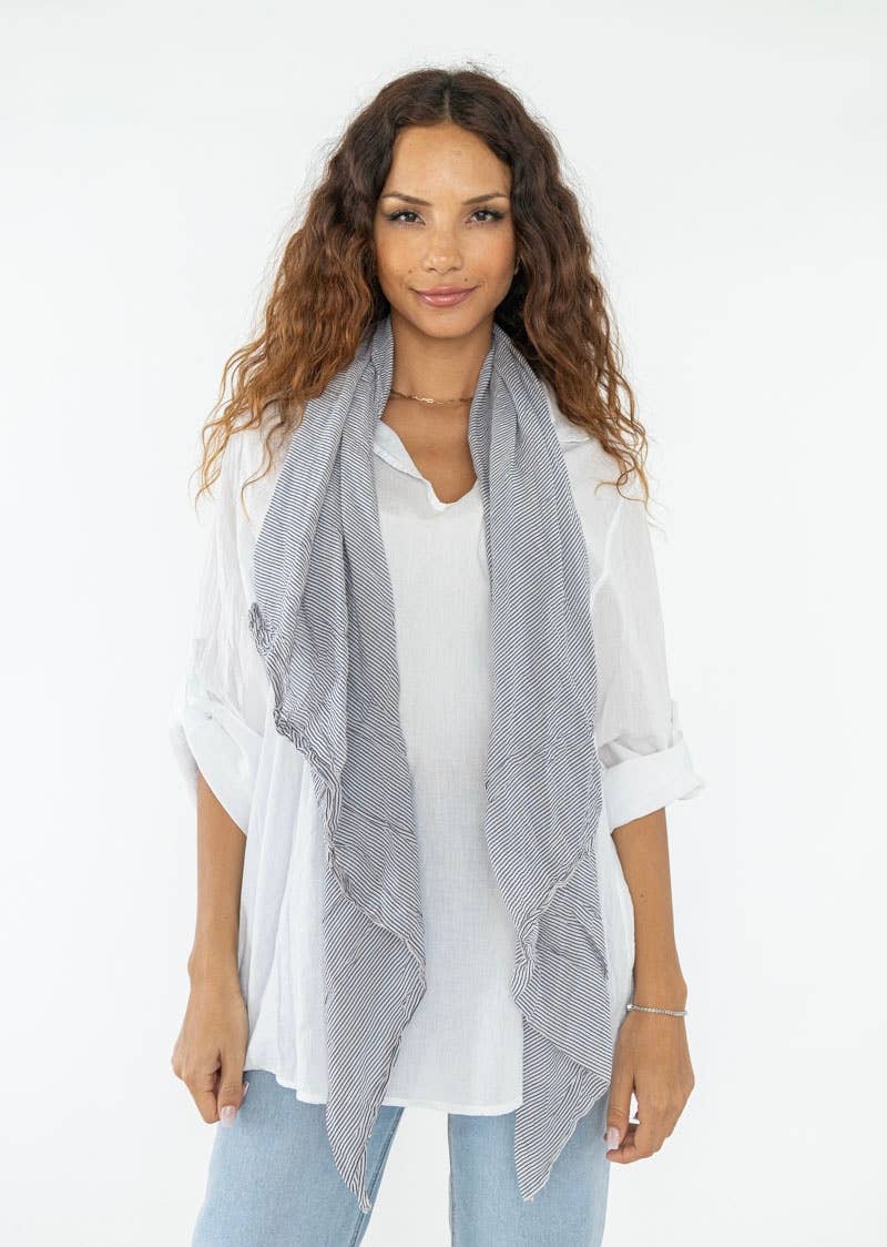 100% COTTON WHITE SHIRT WITH STRIPED SCARF