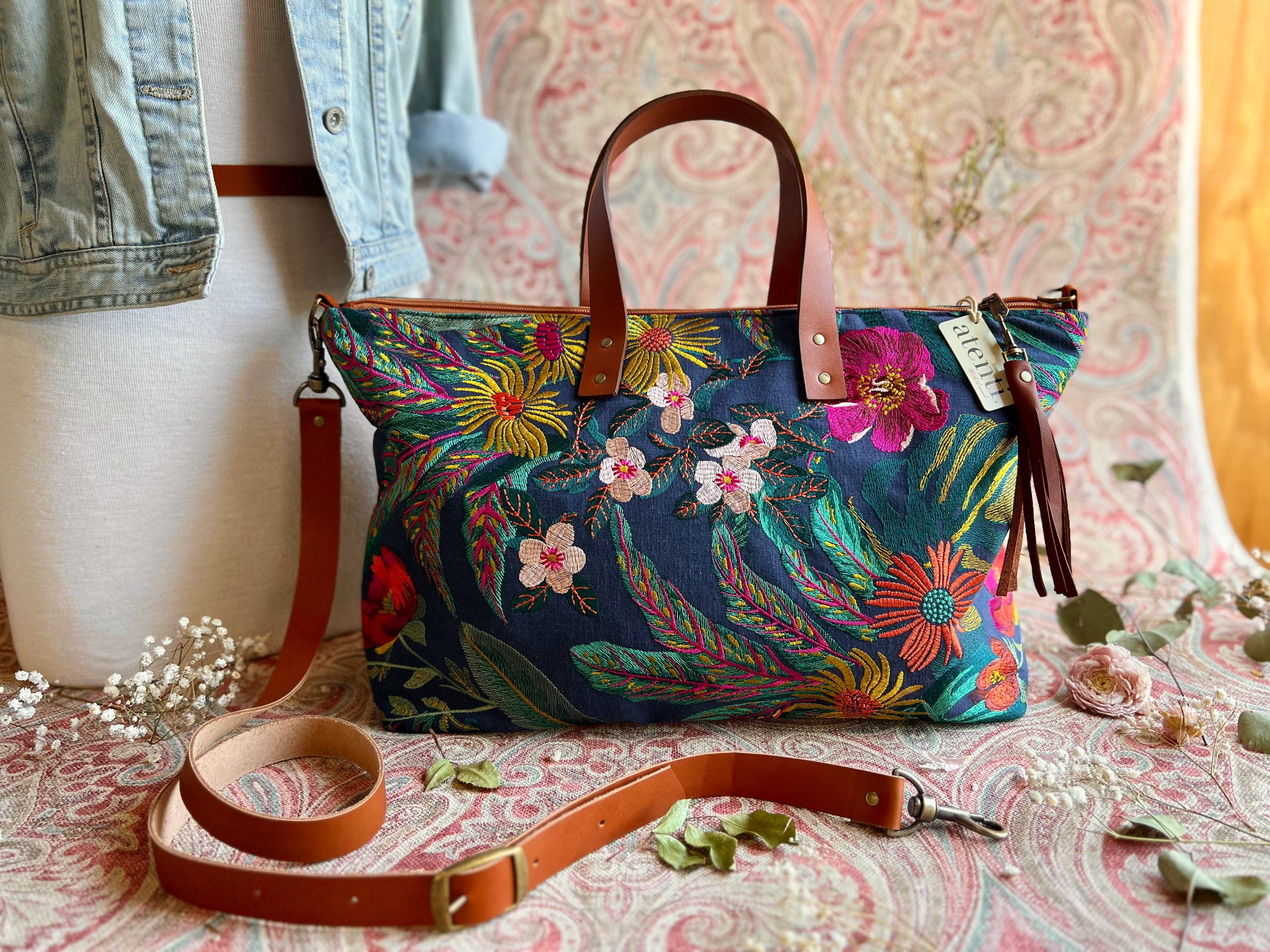 USA Handcrafted Carryall Tote Bag, Flora Buddy Bag