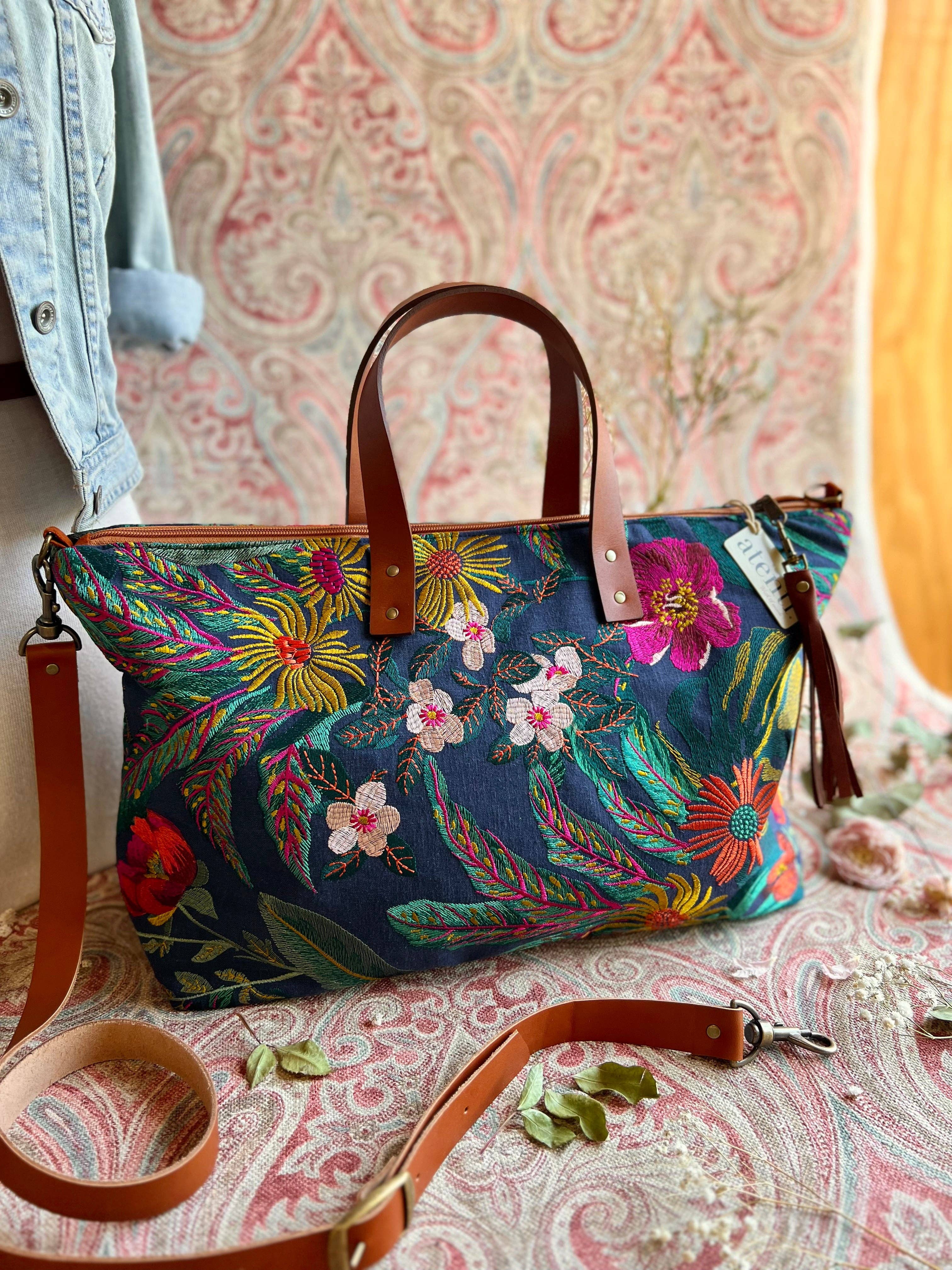 USA Handcrafted Carryall Tote Bag, Flora Buddy Bag