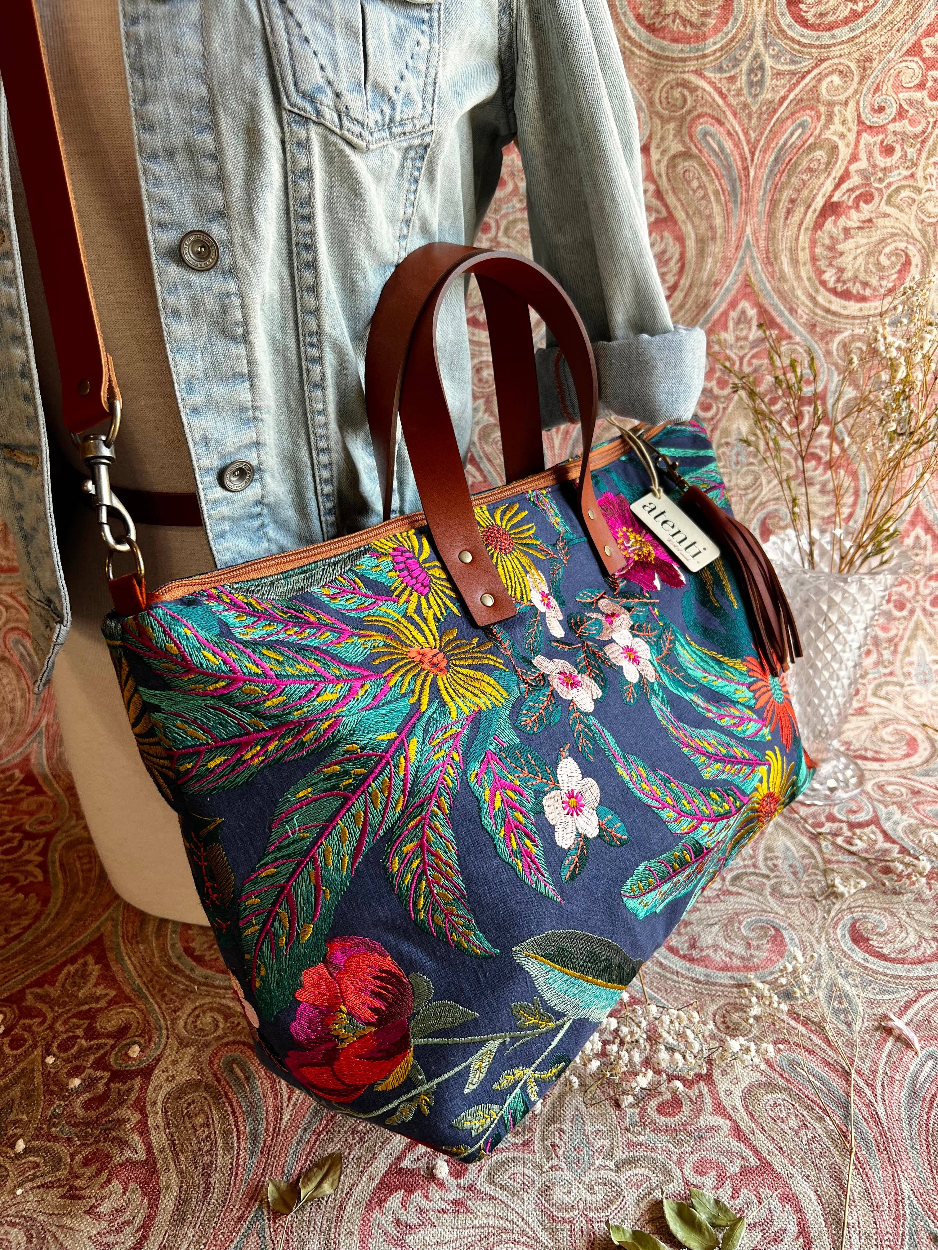 USA Handcrafted Carryall Tote Bag, Flora Buddy Bag