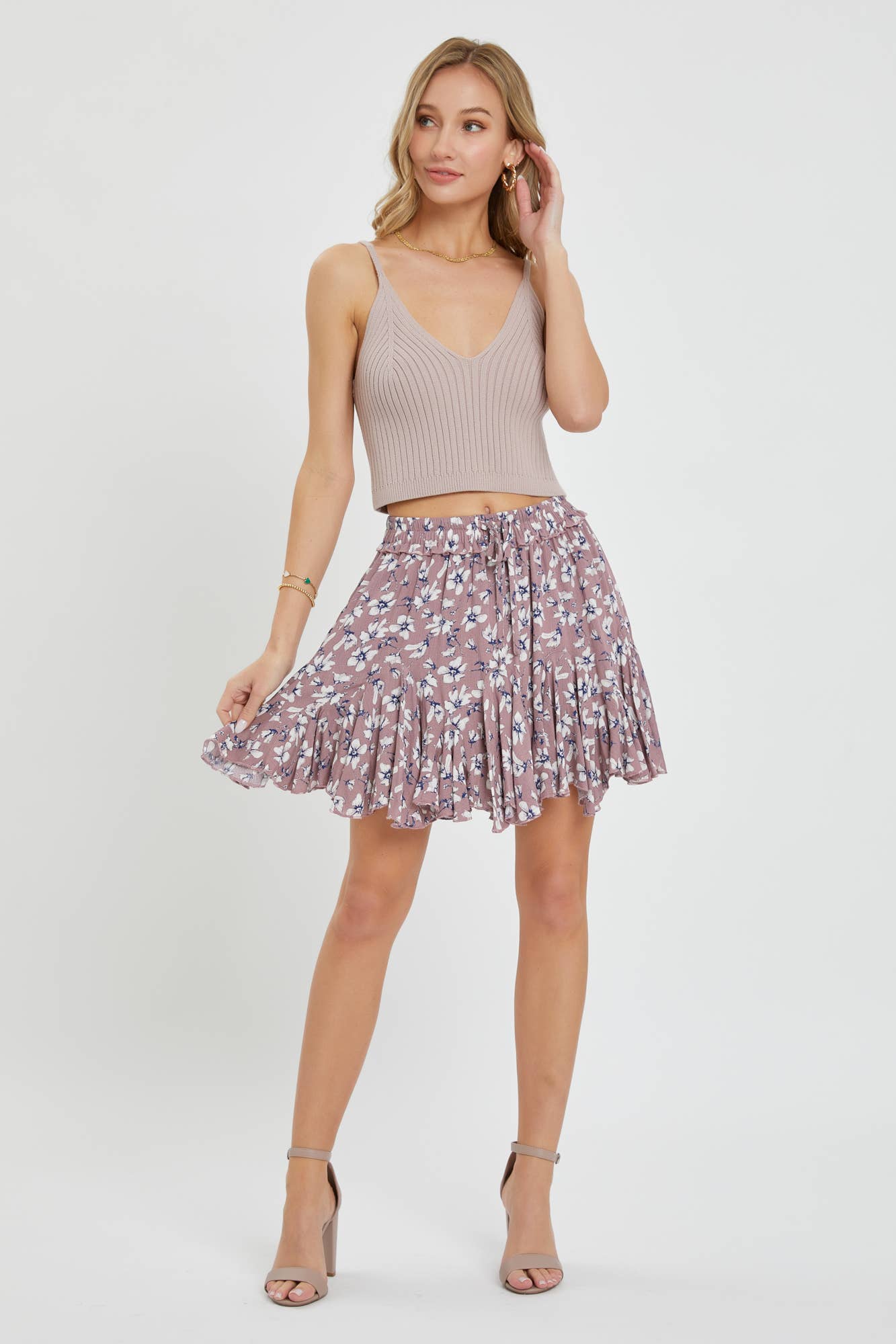 SK9060 FLORAL MINI SKIRT