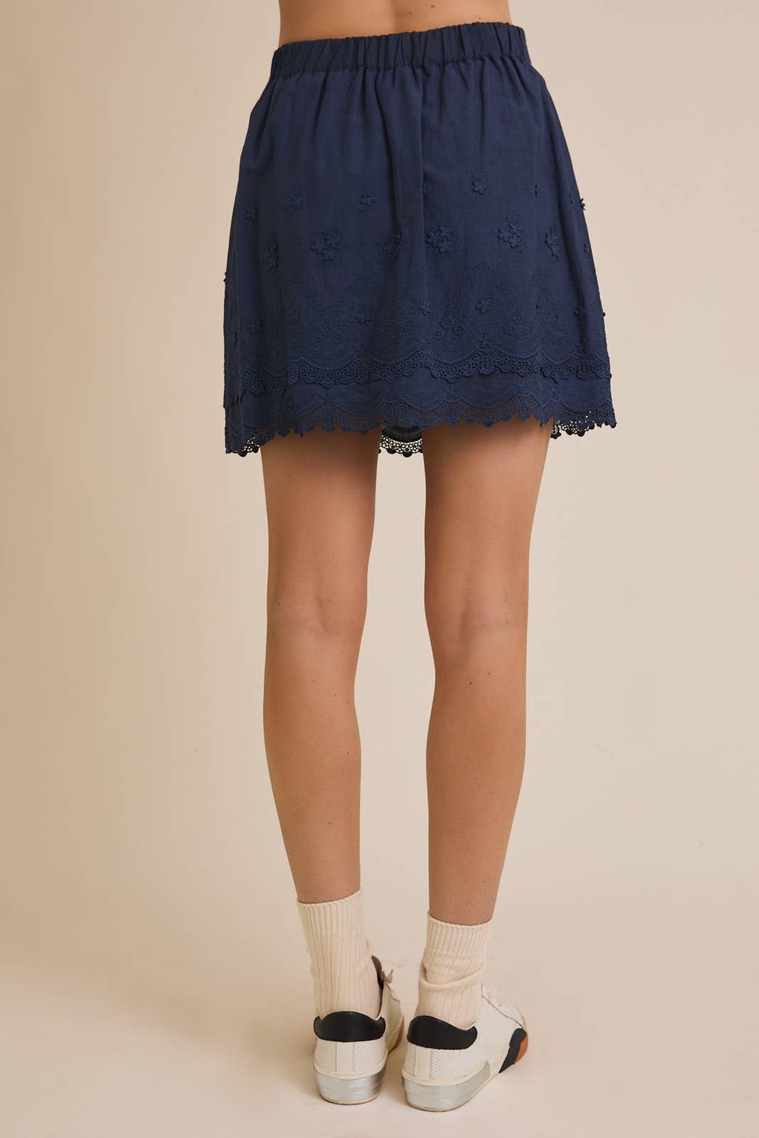 COTTON EYELET SKIRT WITH LINED SKIRT