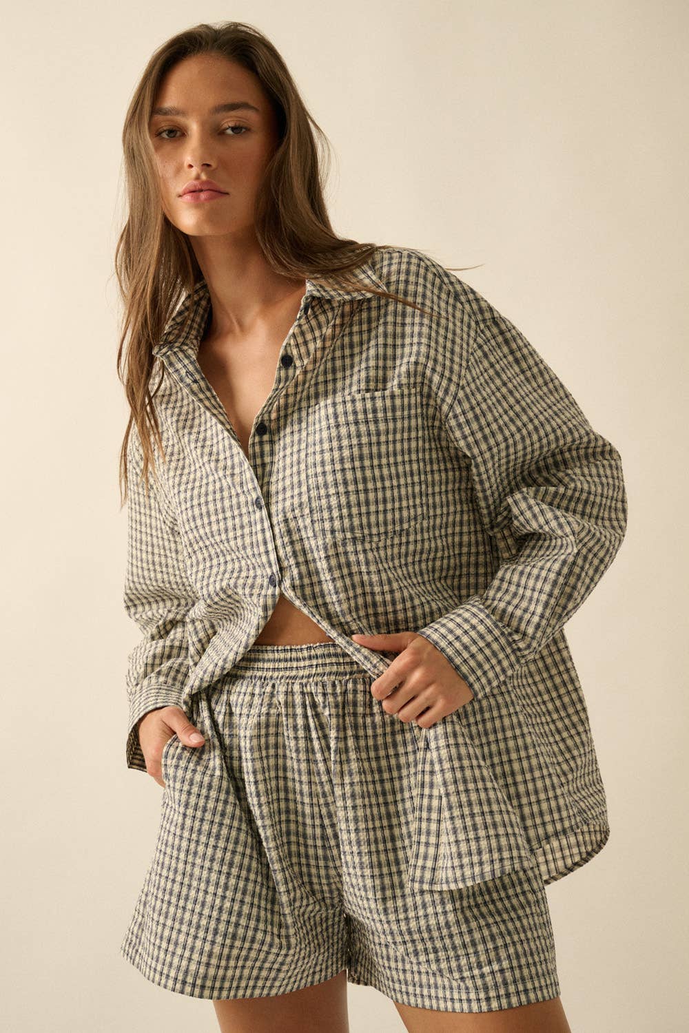 Plaid Textured Seersucker Set